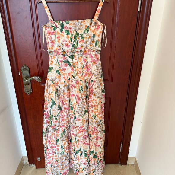 Agua by Agua Bendita Lima Floral Linen Maxi Dress Size M - Picture 4 of 13